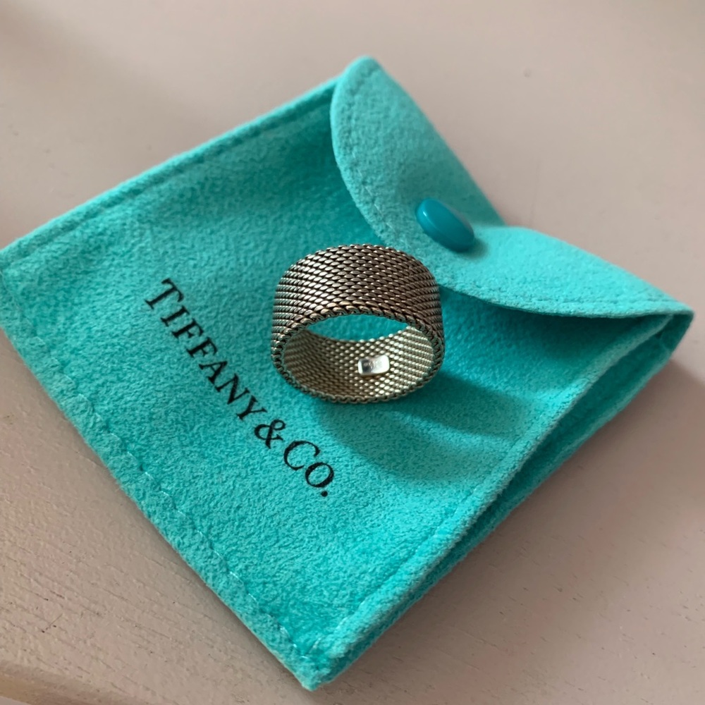 Tiffany sterling silver fine mesh wide ring